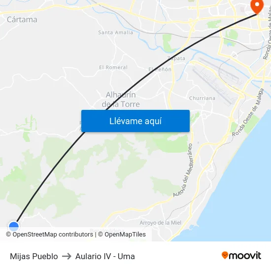 Mijas Pueblo to Aulario IV - Uma map
