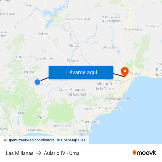 Las Millanas to Aulario IV - Uma map