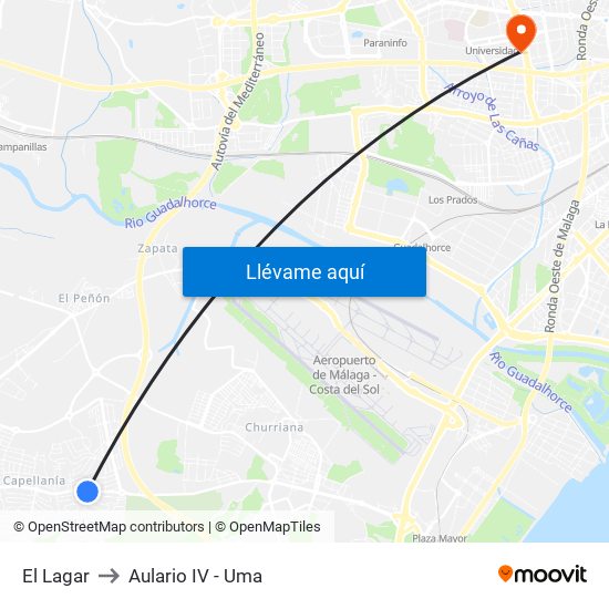 El Lagar to Aulario IV - Uma map