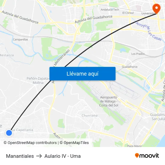 Manantiales to Aulario IV - Uma map