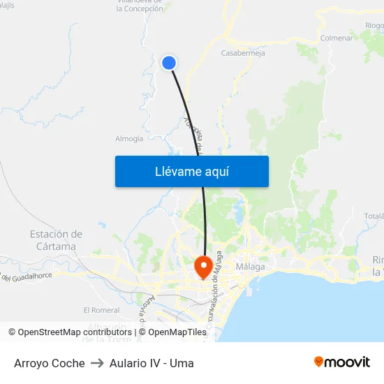 Arroyo Coche to Aulario IV - Uma map