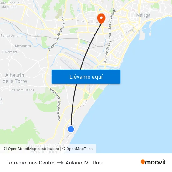 Torremolinos Centro to Aulario IV - Uma map