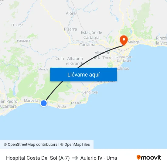 Hospital Costa Del Sol (A-7) to Aulario IV - Uma map