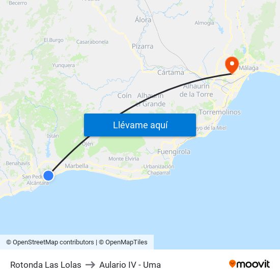 Rotonda Las Lolas to Aulario IV - Uma map