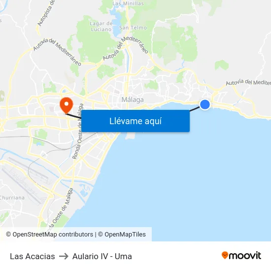 Las Acacias to Aulario IV - Uma map