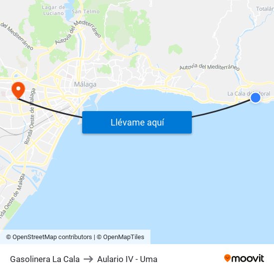 Gasolinera La Cala to Aulario IV - Uma map