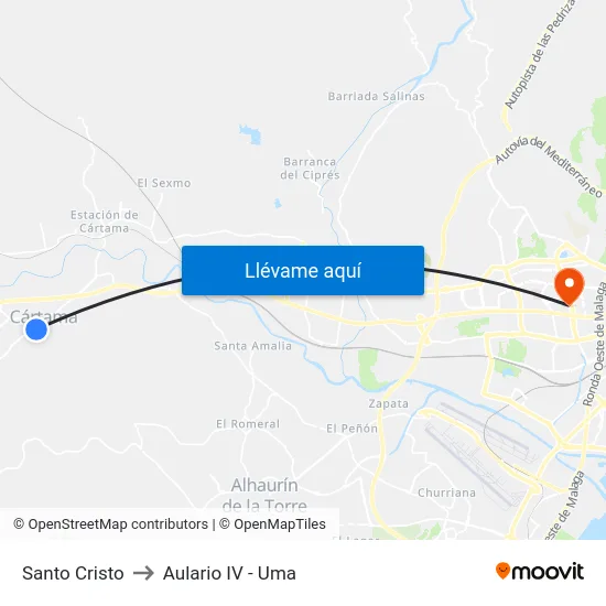 Santo Cristo to Aulario IV - Uma map