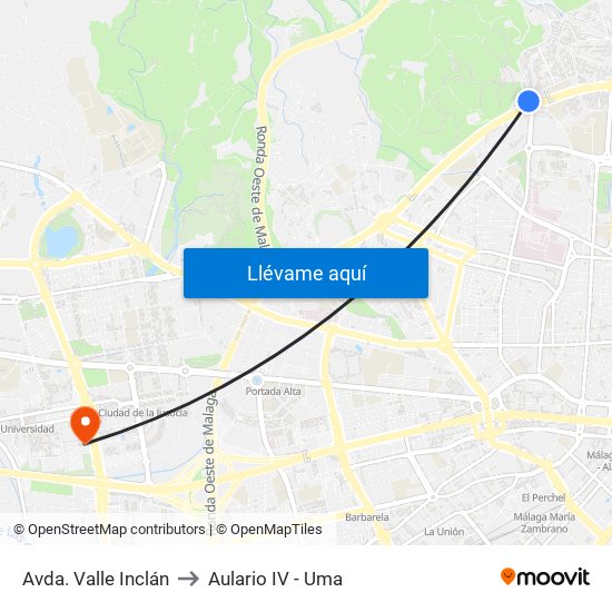 Avda. Valle Inclán to Aulario IV - Uma map