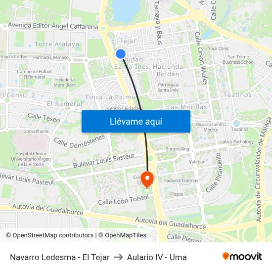 Navarro Ledesma - El Tejar to Aulario IV - Uma map
