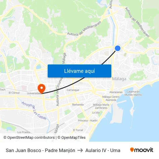 San Juan Bosco - Padre Manjón to Aulario IV - Uma map