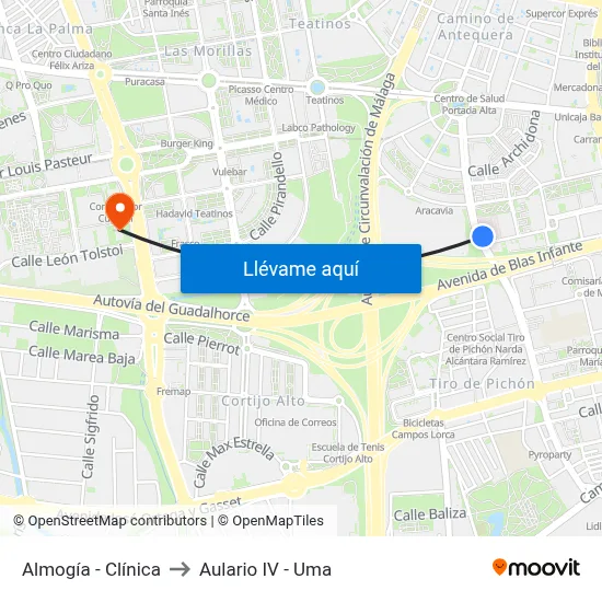 Almogía - Clínica to Aulario IV - Uma map