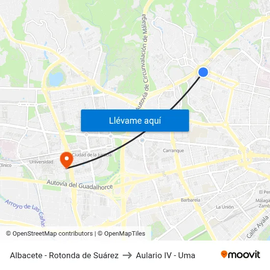 Albacete - Rotonda de Suárez to Aulario IV - Uma map