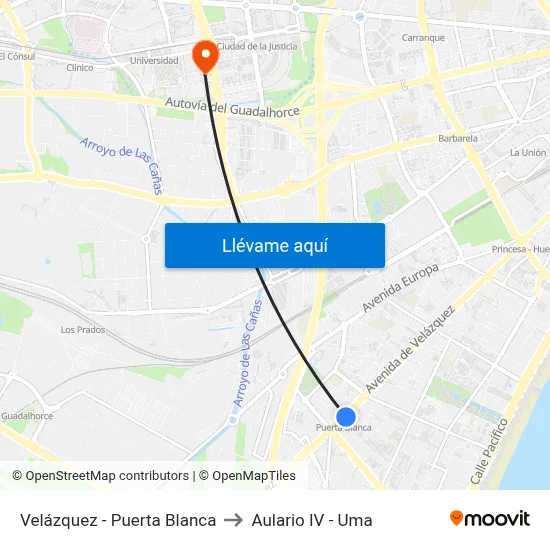 Velázquez - Puerta Blanca to Aulario IV - Uma map