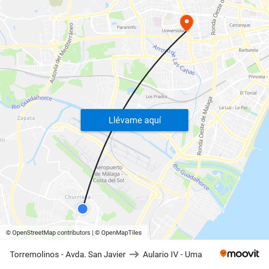 Torremolinos - Avda. San Javier to Aulario IV - Uma map