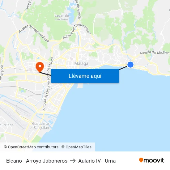 Elcano - Arroyo Jaboneros to Aulario IV - Uma map