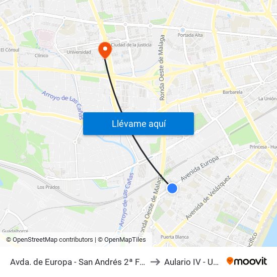 Avda. de Europa - San Andrés 2ª Fase to Aulario IV - Uma map