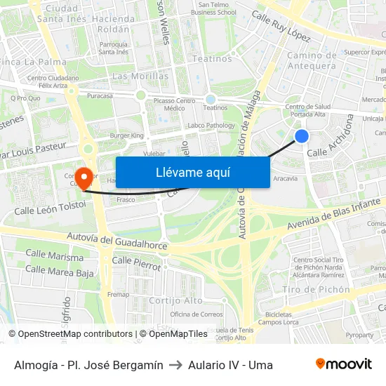 Almogía - Pl. José Bergamín to Aulario IV - Uma map