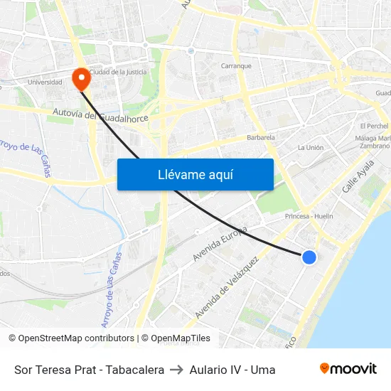 Sor Teresa Prat - Tabacalera to Aulario IV - Uma map