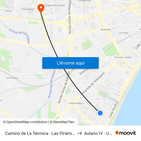 Camino de La Térmica - Las Pirámides to Aulario IV - Uma map