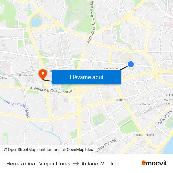 Herrera Oria - Virgen Flores to Aulario IV - Uma map