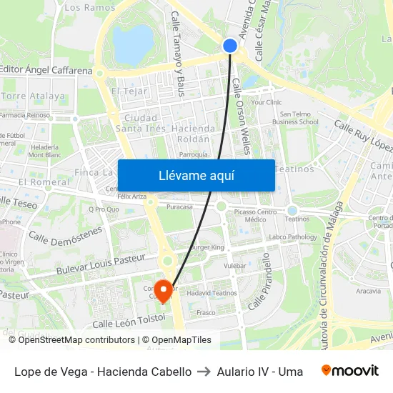 Lope de Vega - Hacienda Cabello to Aulario IV - Uma map