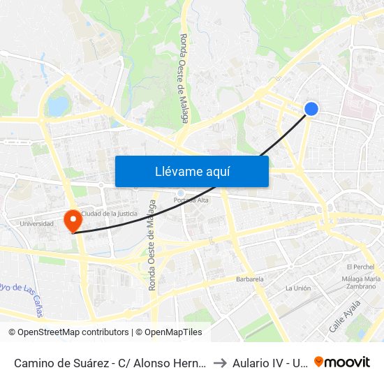 Camino de Suárez - C/ Alonso Hernández to Aulario IV - Uma map