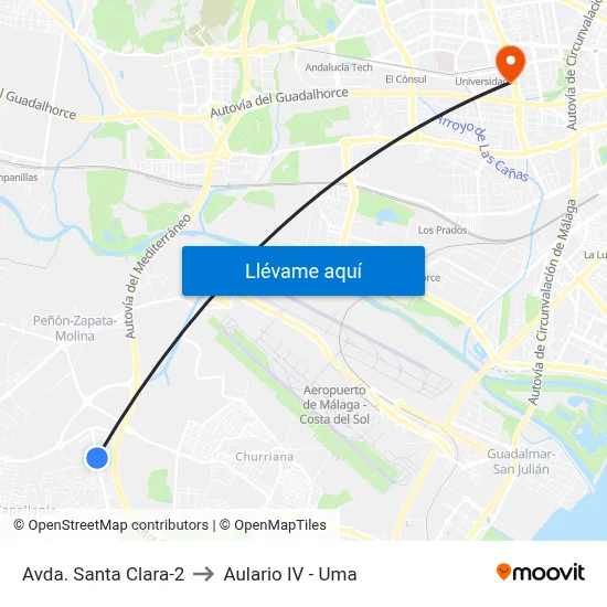 Avda. Santa Clara-2 to Aulario IV - Uma map