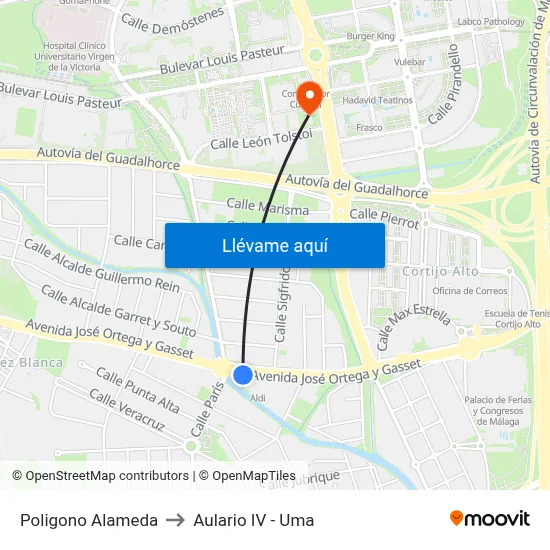 Poligono Alameda to Aulario IV - Uma map