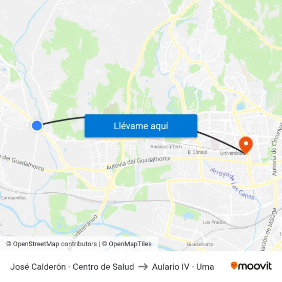 José Calderón - Centro de Salud to Aulario IV - Uma map