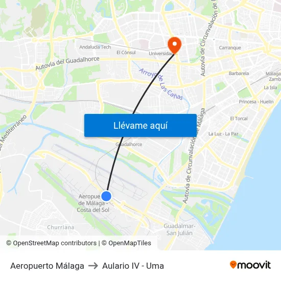 Aeropuerto Málaga to Aulario IV - Uma map