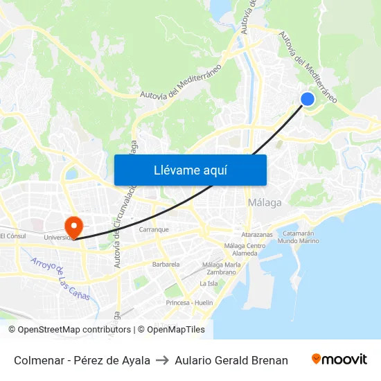 Colmenar - Pérez de Ayala to Aulario Gerald Brenan map