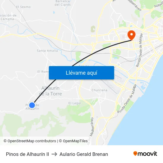 Pinos de Alhaurín II to Aulario Gerald Brenan map