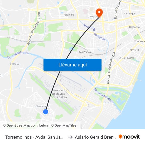 Torremolinos - Avda. San Javier to Aulario Gerald Brenan map