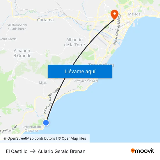 El Castillo to Aulario Gerald Brenan map