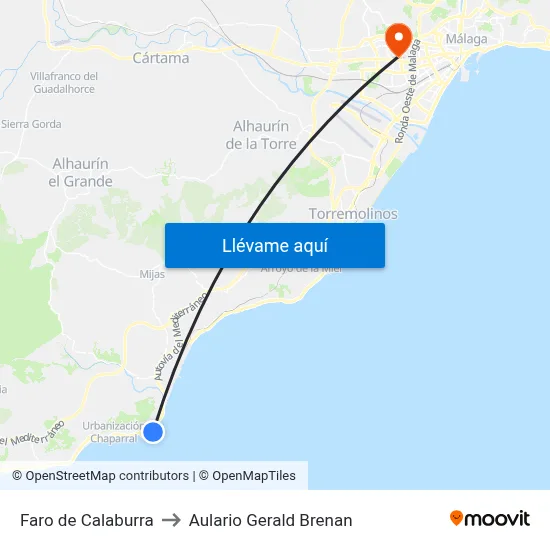 Faro de Calaburra to Aulario Gerald Brenan map