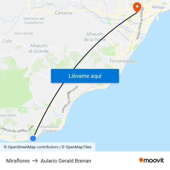 Miraflores to Aulario Gerald Brenan map