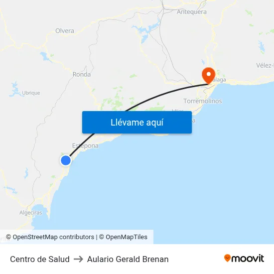 Centro de Salud to Aulario Gerald Brenan map