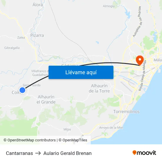 Cantarranas to Aulario Gerald Brenan map