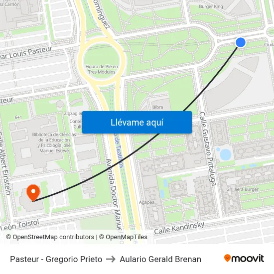 Pasteur - Gregorio Prieto to Aulario Gerald Brenan map
