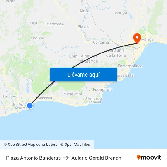 Plaza Antonio Banderas to Aulario Gerald Brenan map