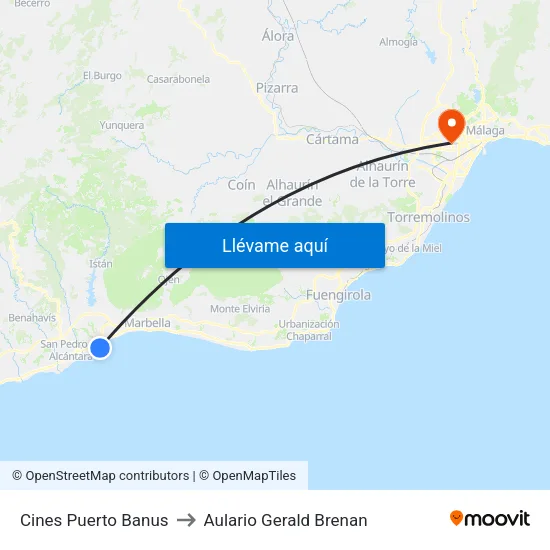 Cines Puerto Banus to Aulario Gerald Brenan map