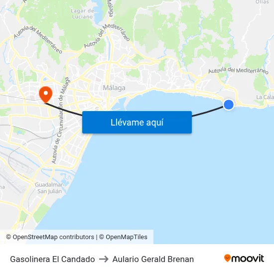 Gasolinera El Candado to Aulario Gerald Brenan map