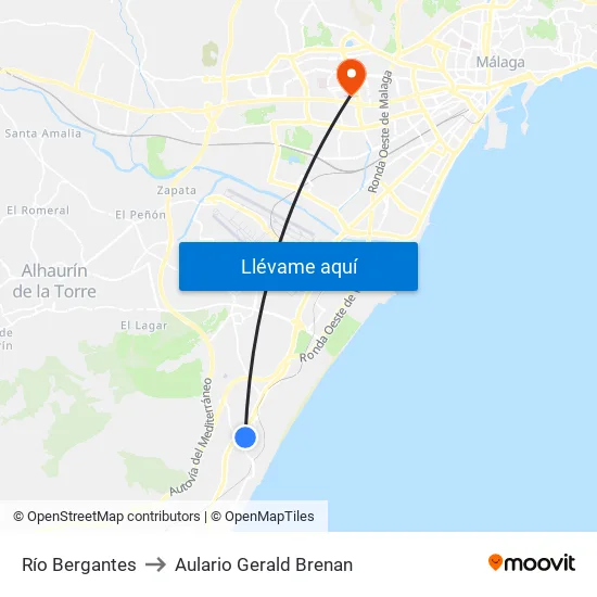 Río Bergantes to Aulario Gerald Brenan map