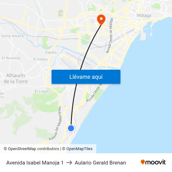 Avenida Isabel Manoja 1 to Aulario Gerald Brenan map