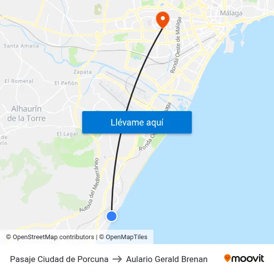 Pasaje Ciudad de Porcuna to Aulario Gerald Brenan map