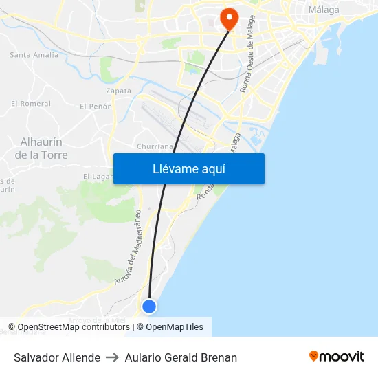 Salvador Allende to Aulario Gerald Brenan map