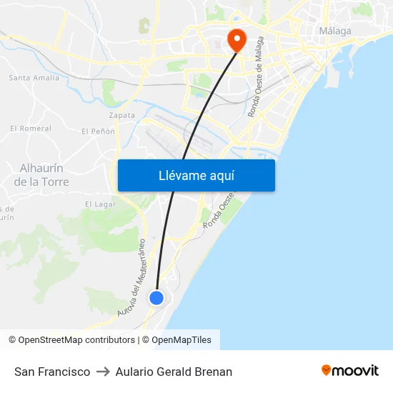 San Francisco to Aulario Gerald Brenan map