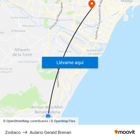 Zodiaco to Aulario Gerald Brenan map