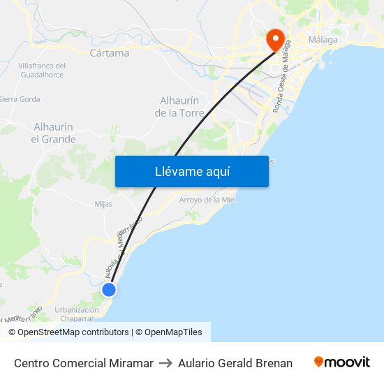 Centro Comercial Miramar to Aulario Gerald Brenan map