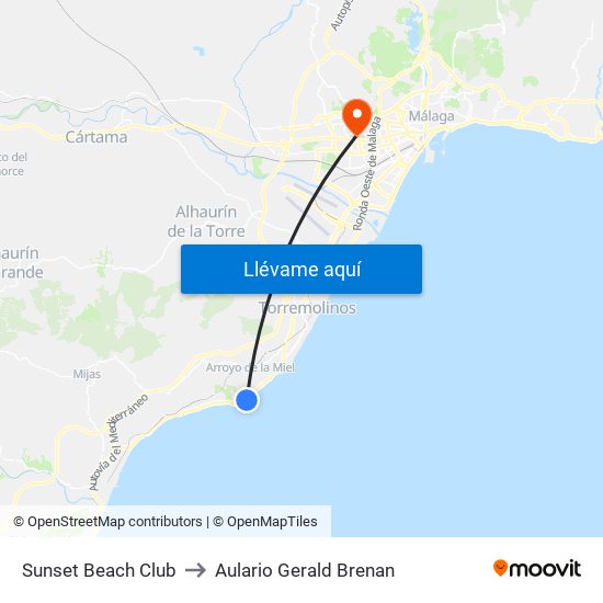 Sunset Beach Club to Aulario Gerald Brenan map